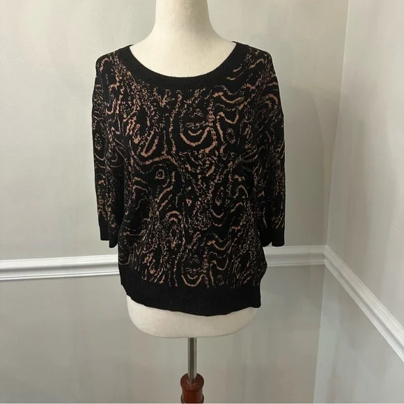 Rachel Comey Cavil jacquard knit top 3/4 sleeves sweater L 10 12 - Picture 3 of 7
